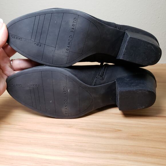 Franco Sarto Women's 10 Garfield Black Suede Western Booties Buckle Ankle Witchy - Picture 6 of 8